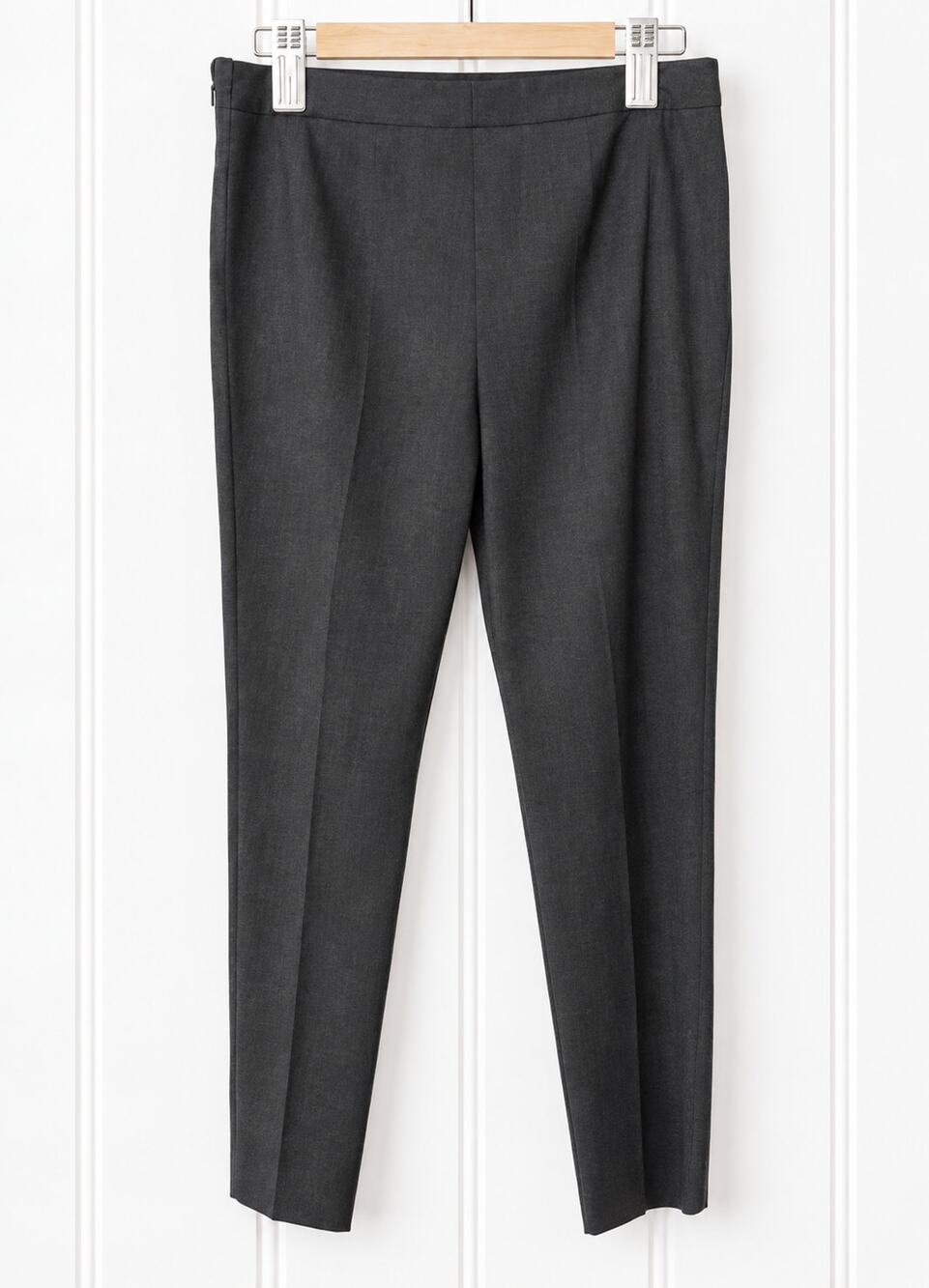 Faconnable Wool Trousers Womens 12 Gray Stretch Dress Pants Tailored Career
